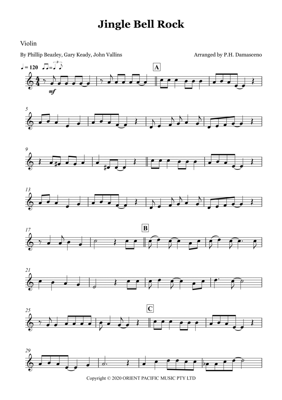 Jingle Bell Rock Violin Solo scores gallery preview page 1
