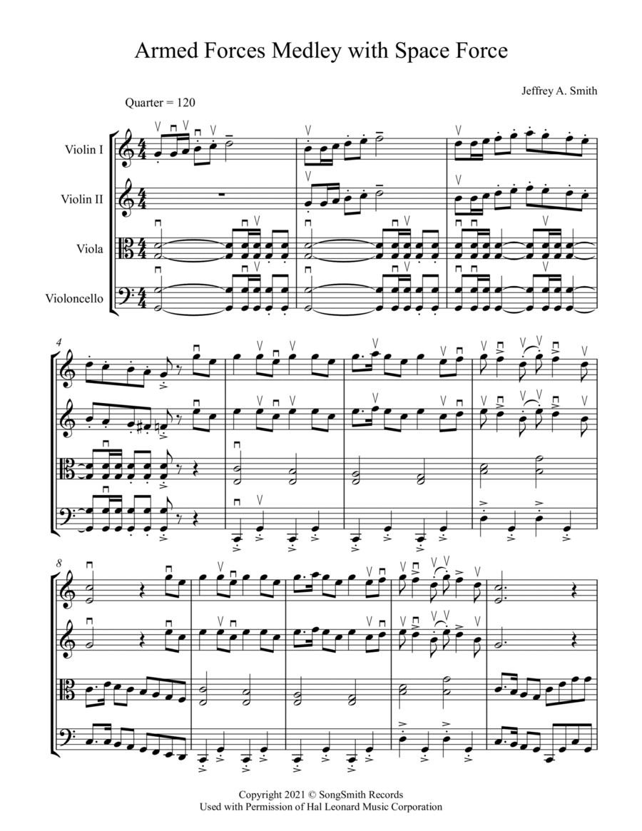 Armed Forces Medley with Space Force Cello scores gallery preview page 1