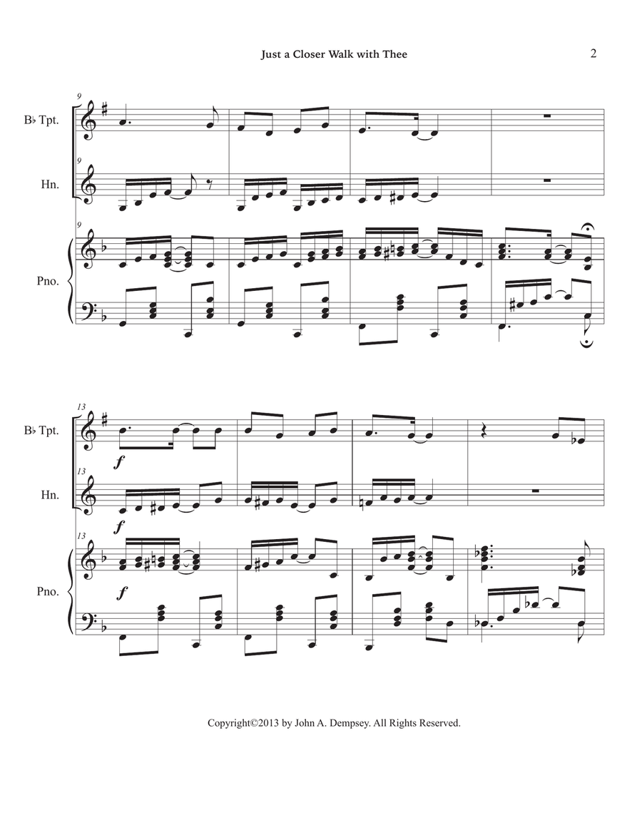 Just a Closer Walk with Thee / Solace (Trio for Trumpet, Horn in F and Piano) Brass Trio scores gallery preview page 6