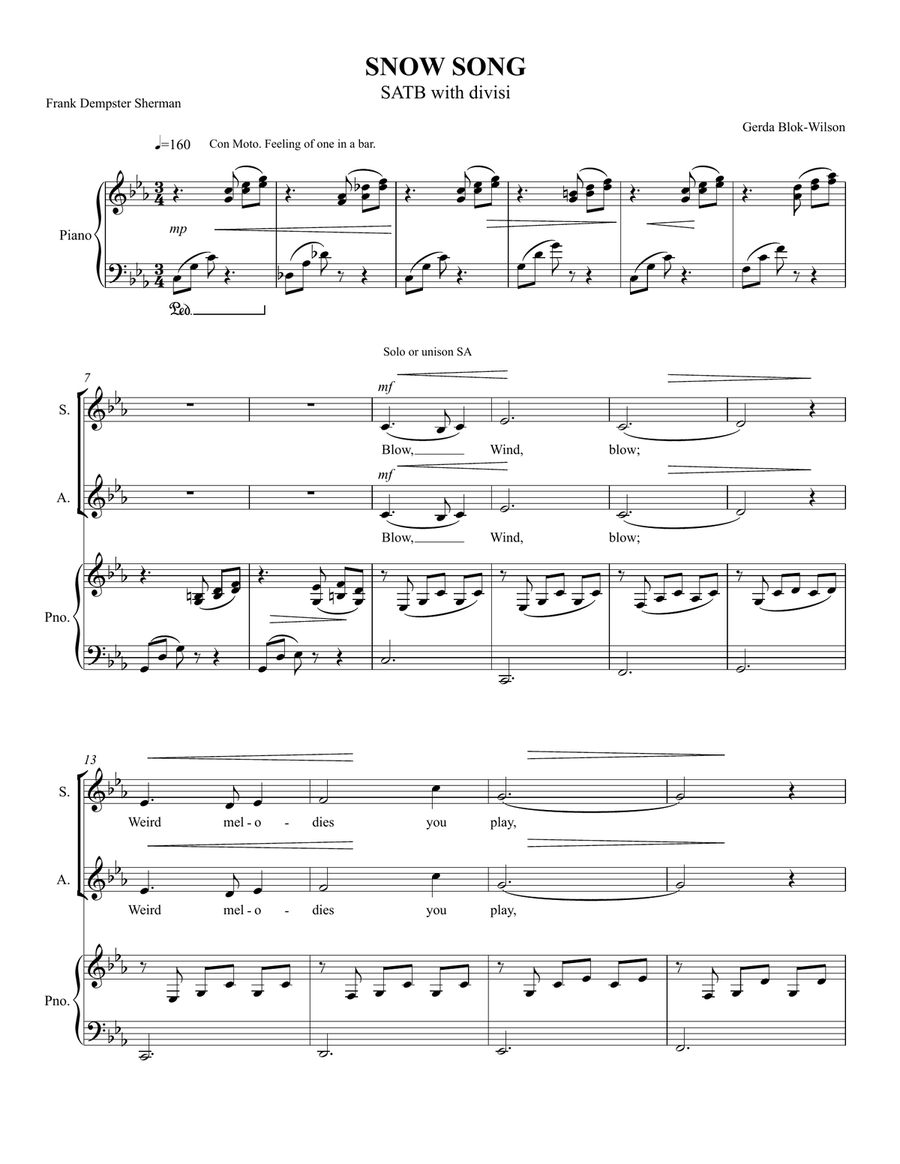 Snow Song Snow Song 4-Part scores gallery preview page 2