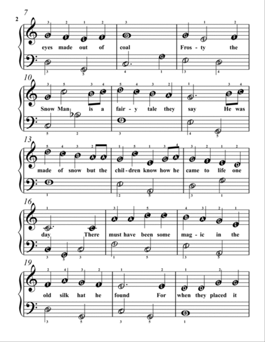 Frosty The Snowman Easy Piano scores gallery preview page 2
