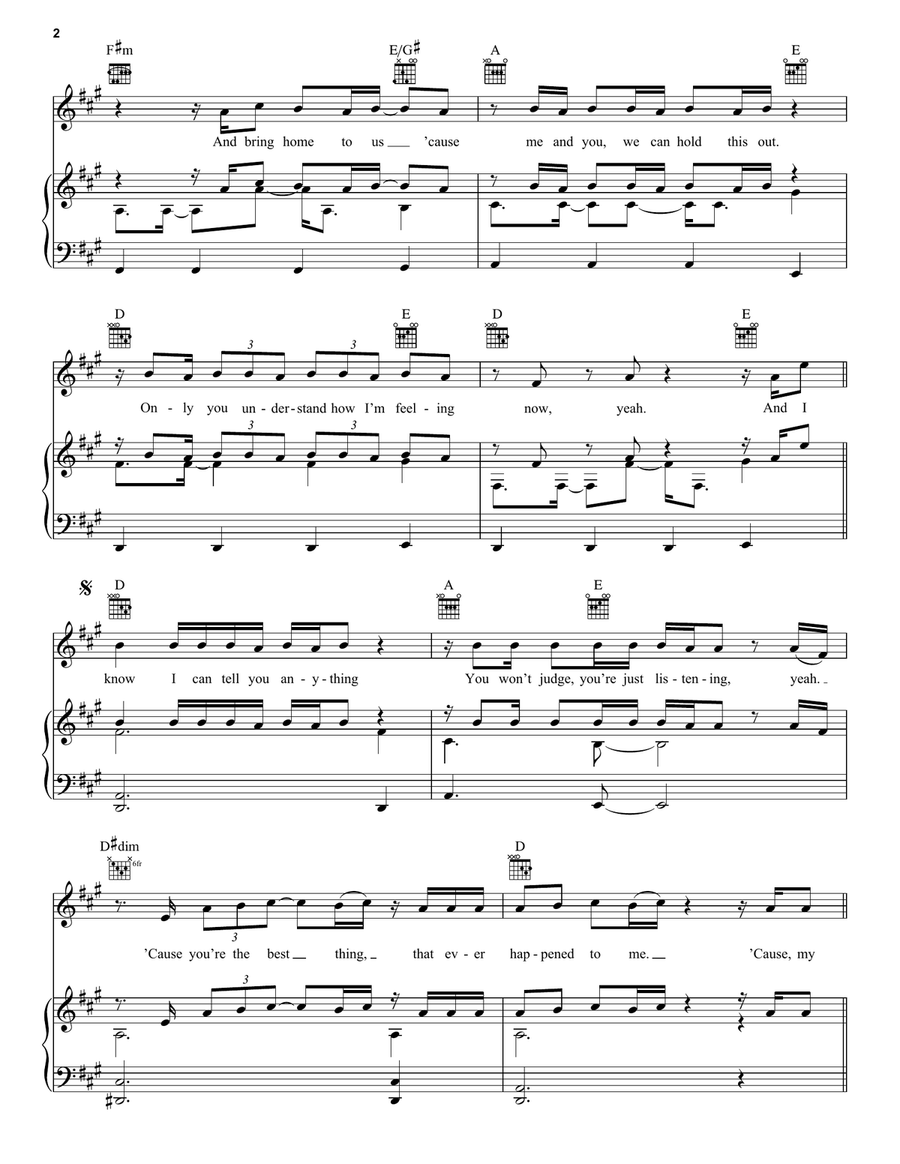 Just You And I Just You And I Piano, Vocal, Guitar scores gallery preview page 2