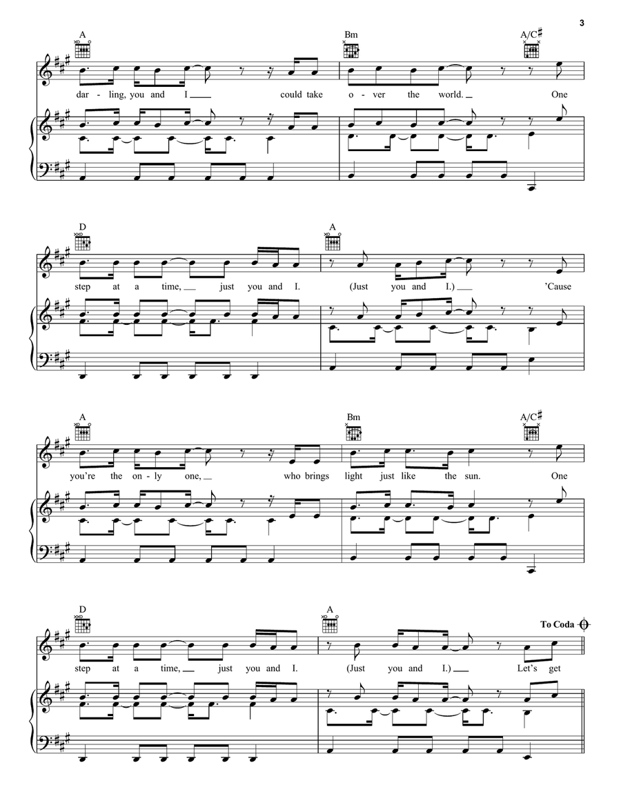 Just You And I Just You And I Piano, Vocal, Guitar scores gallery preview page 3
