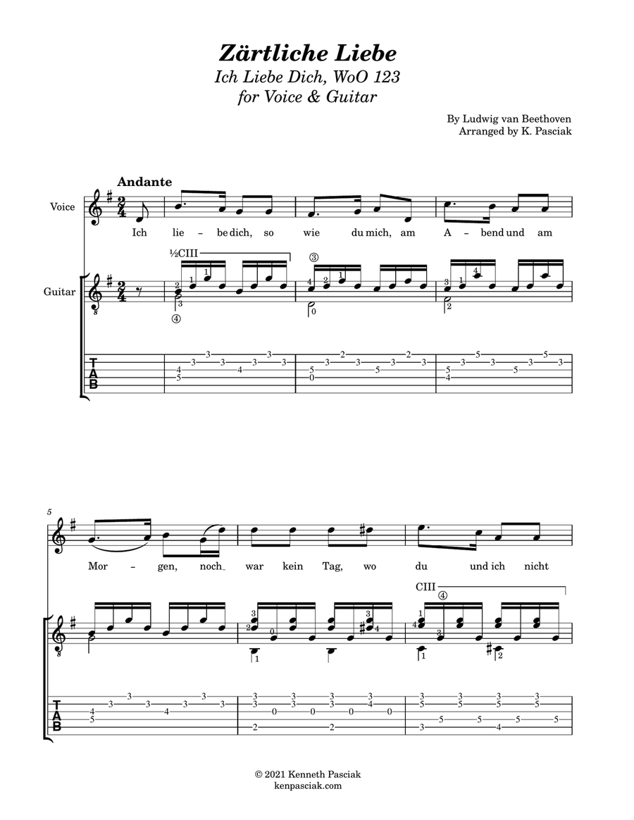 Zärtliche Liebe - Ich Liebe Dich (for Voice & Guitar) Acoustic Guitar scores gallery preview page 3