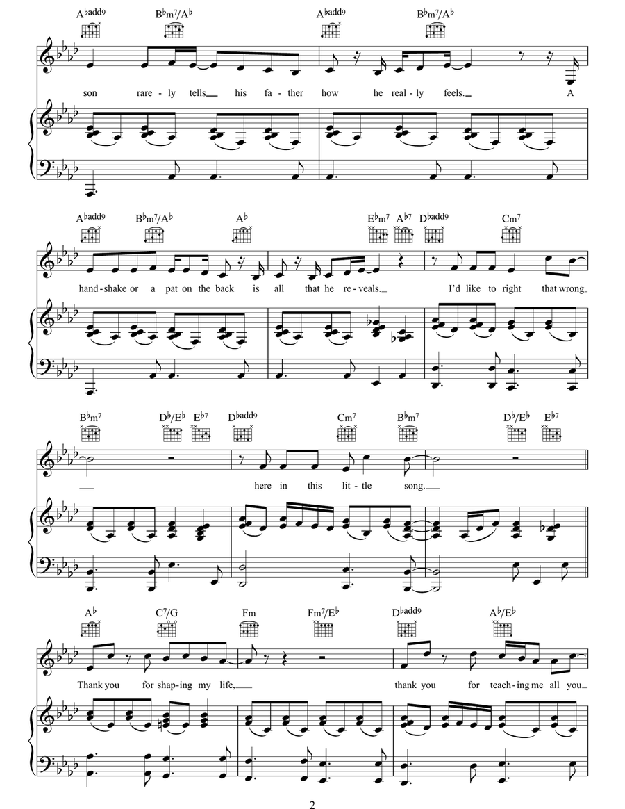 Thank You For Being My Dad Piano, Vocal, Guitar scores gallery preview page 2
