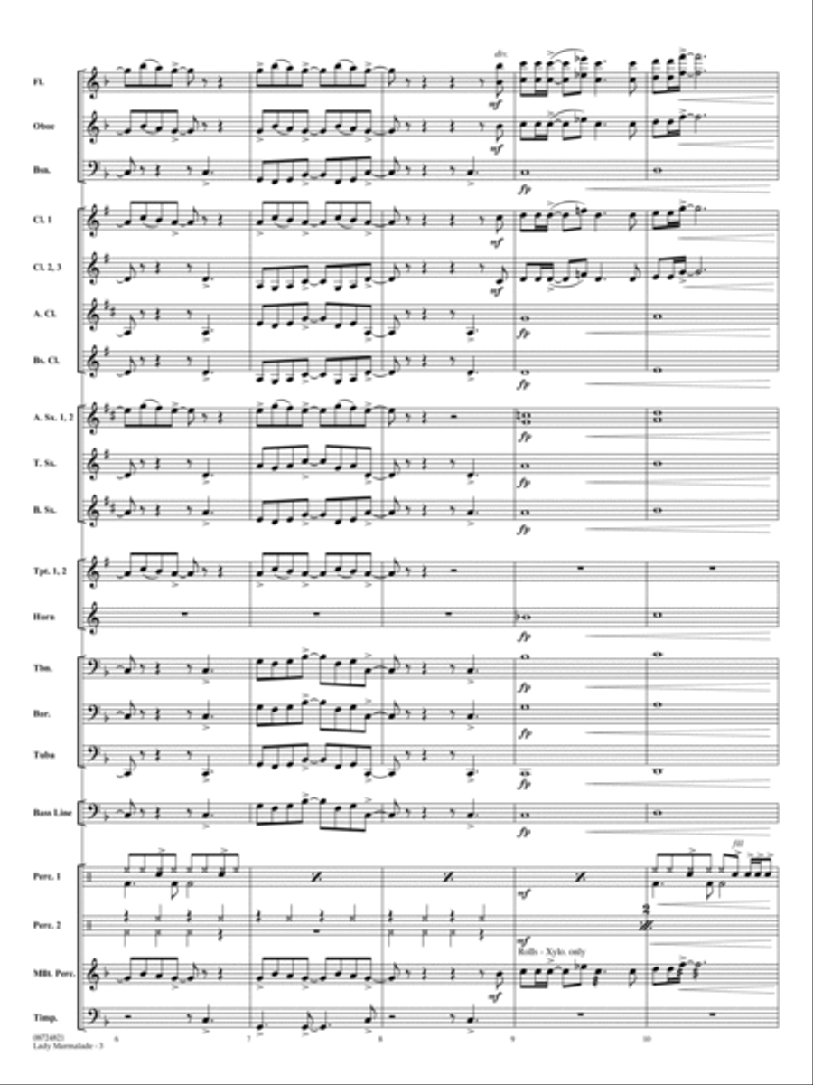 Lady Marmalade (from Moulin Rouge) (arr. Richard Saucedo) - Conductor Score (Full Score) Concert Band scores gallery preview page 3