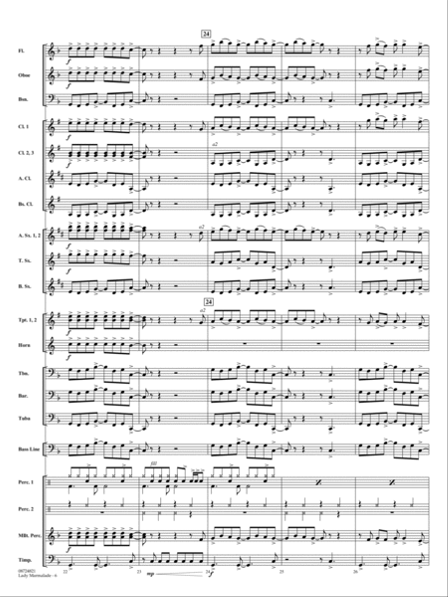 Lady Marmalade (from Moulin Rouge) (arr. Richard Saucedo) - Conductor Score (Full Score) Concert Band scores gallery preview page 6