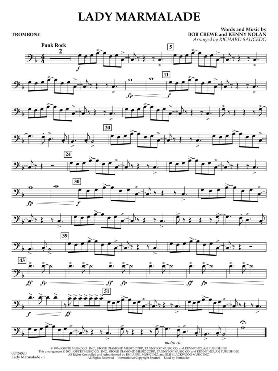 Lady Marmalade (from Moulin Rouge) (arr. Richard Saucedo) - Trombone Concert Band scores gallery preview page 1