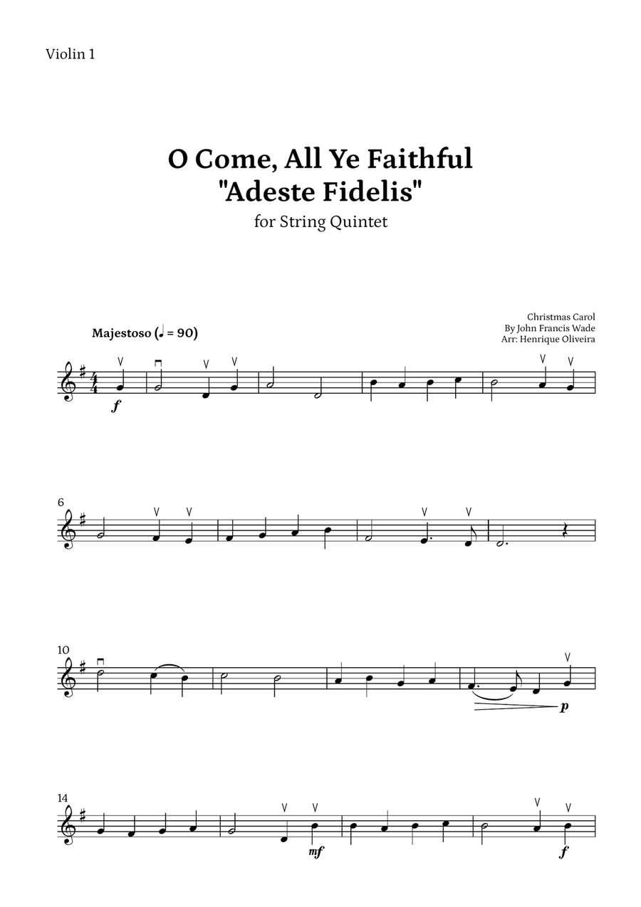 O Come, All Ye Faithful (Adeste Fidelis) - String Quintet String Orchestra scores gallery preview page 6