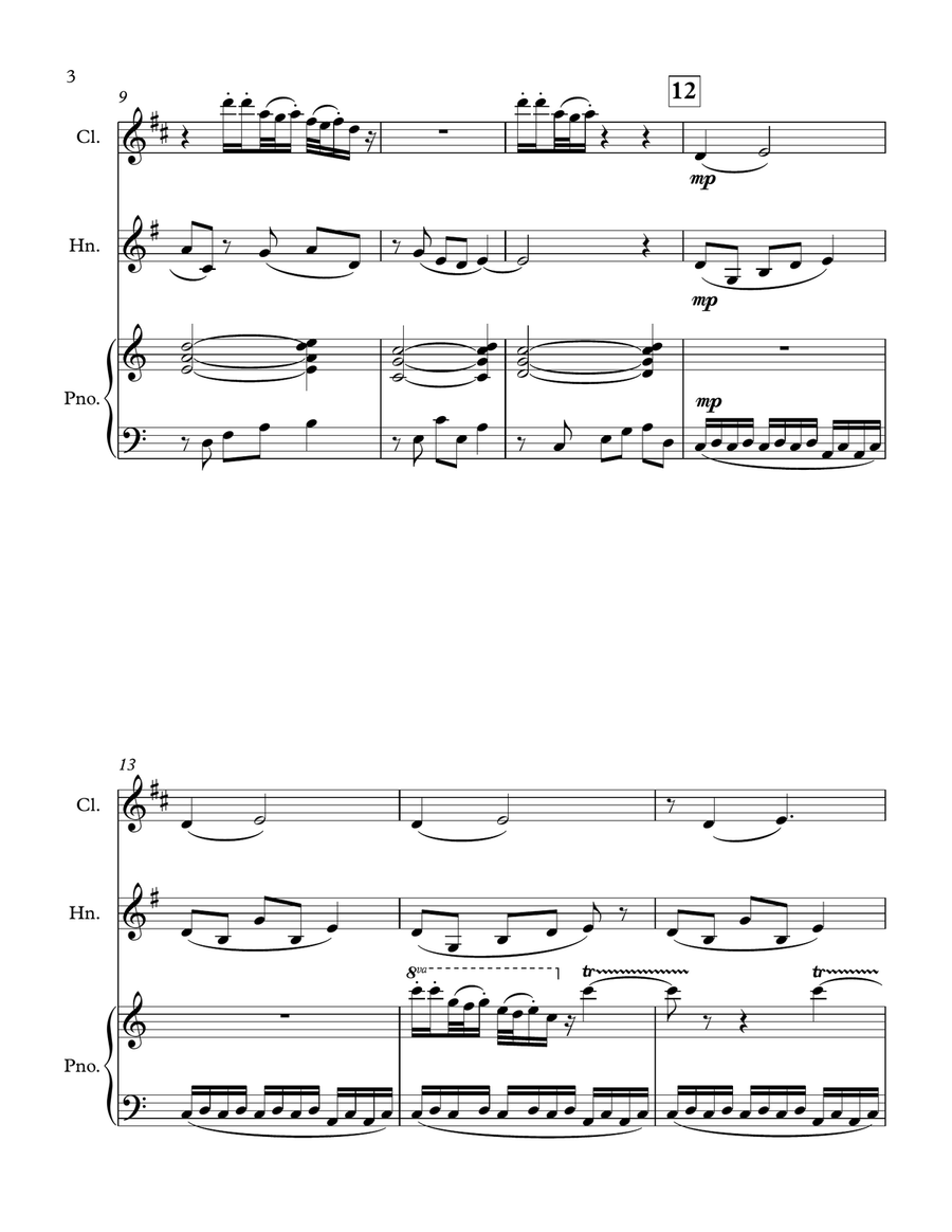 Eulogy for Navy Veteran for Clarinet, Horn and Piano Clarinet scores gallery preview page 4