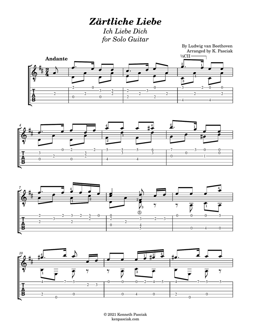 Zärtliche Liebe - Ich Liebe Dich (for Solo Guitar) Acoustic Guitar scores gallery preview page 3