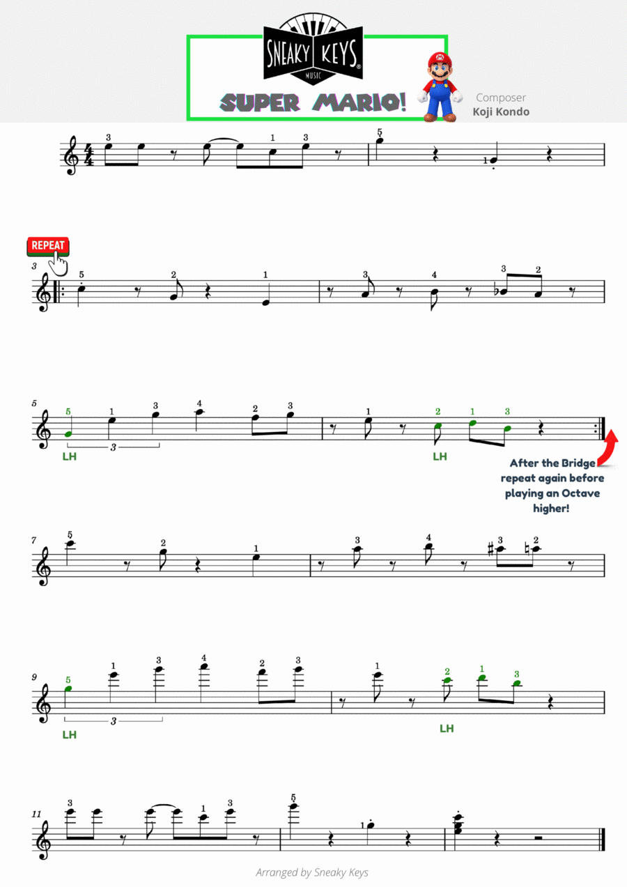 Super Mario Bros. Main Theme Easy Piano scores gallery preview page 1