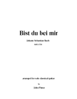 Bist du bei mir (Johann Sebastan Bach) for solo classical guitar