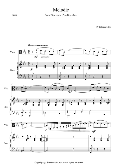 Tchaikovsky: Souvenir d'un lieu cher, Op.42 Melodie