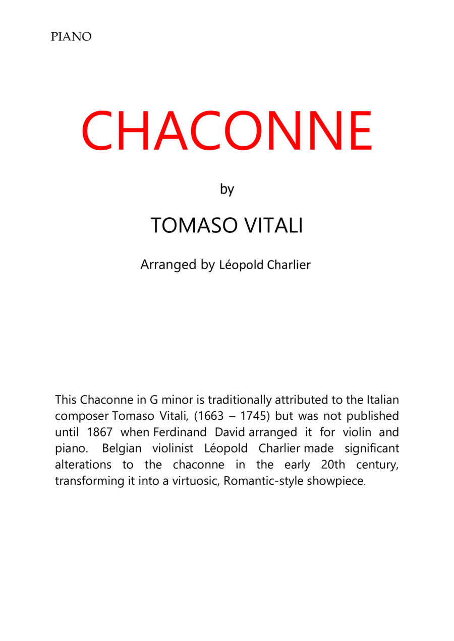 Vitali Chaconne for Violin & Piano Violin Solo scores gallery preview page 1