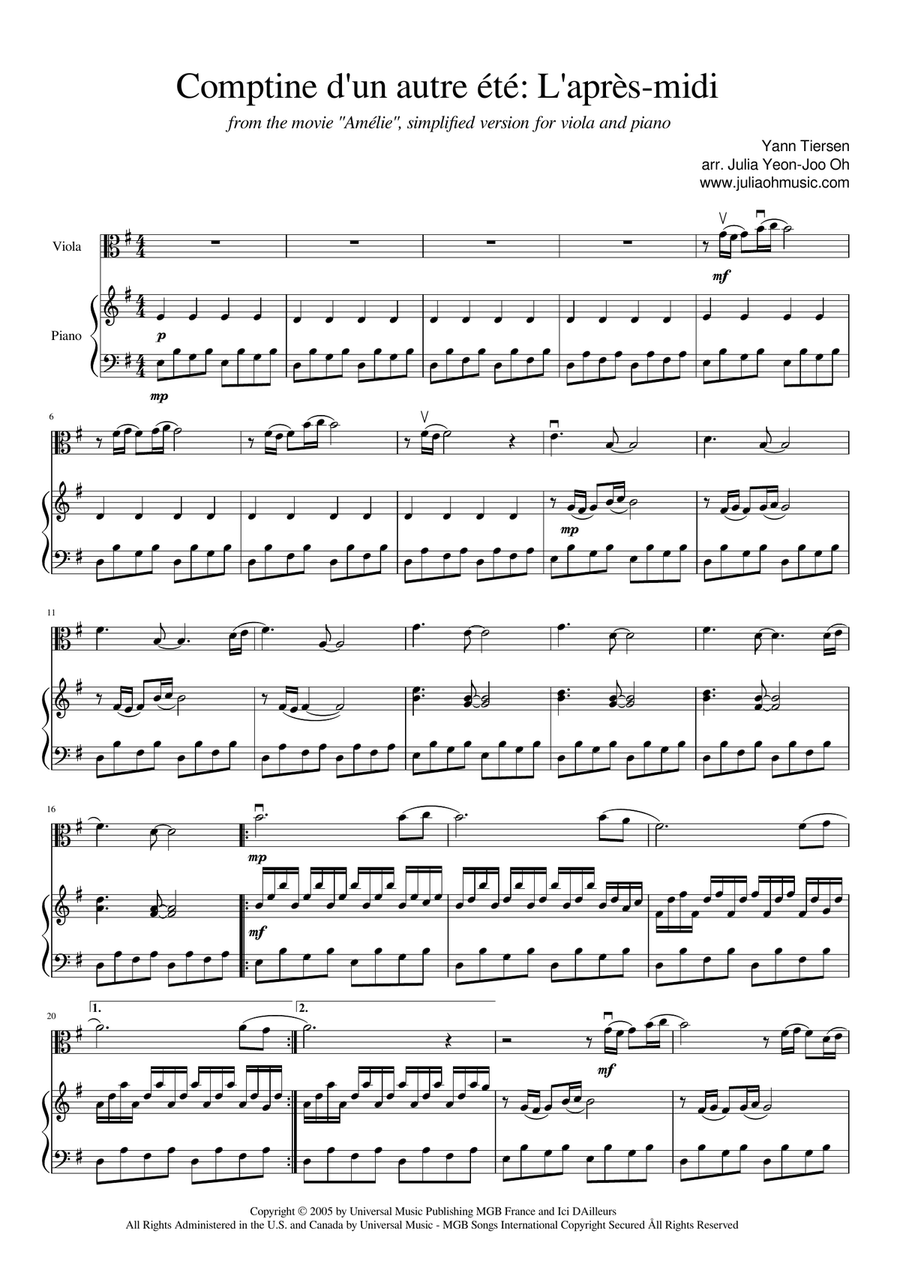 Comptine D'un Autre Été: L'après-midi Viola scores gallery preview page 2