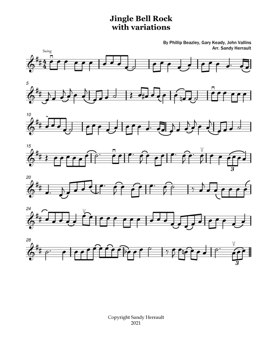 Jingle Bell Rock Violin Solo scores gallery preview page 1