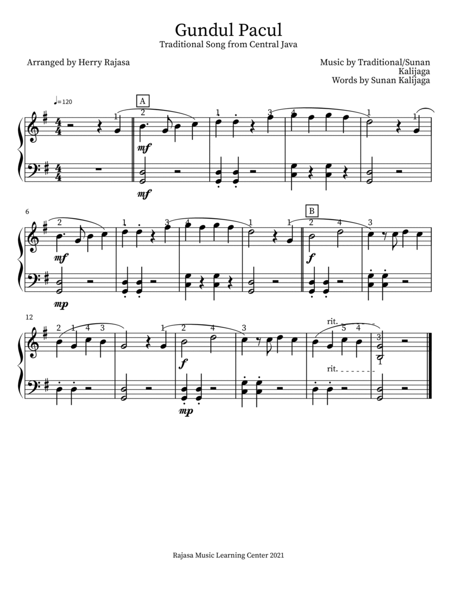 Gundul Pacul Piano scores gallery preview page 1