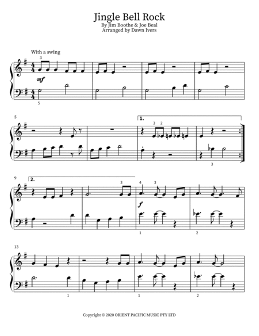 Jingle Bell Rock Easy Piano scores gallery preview page 2