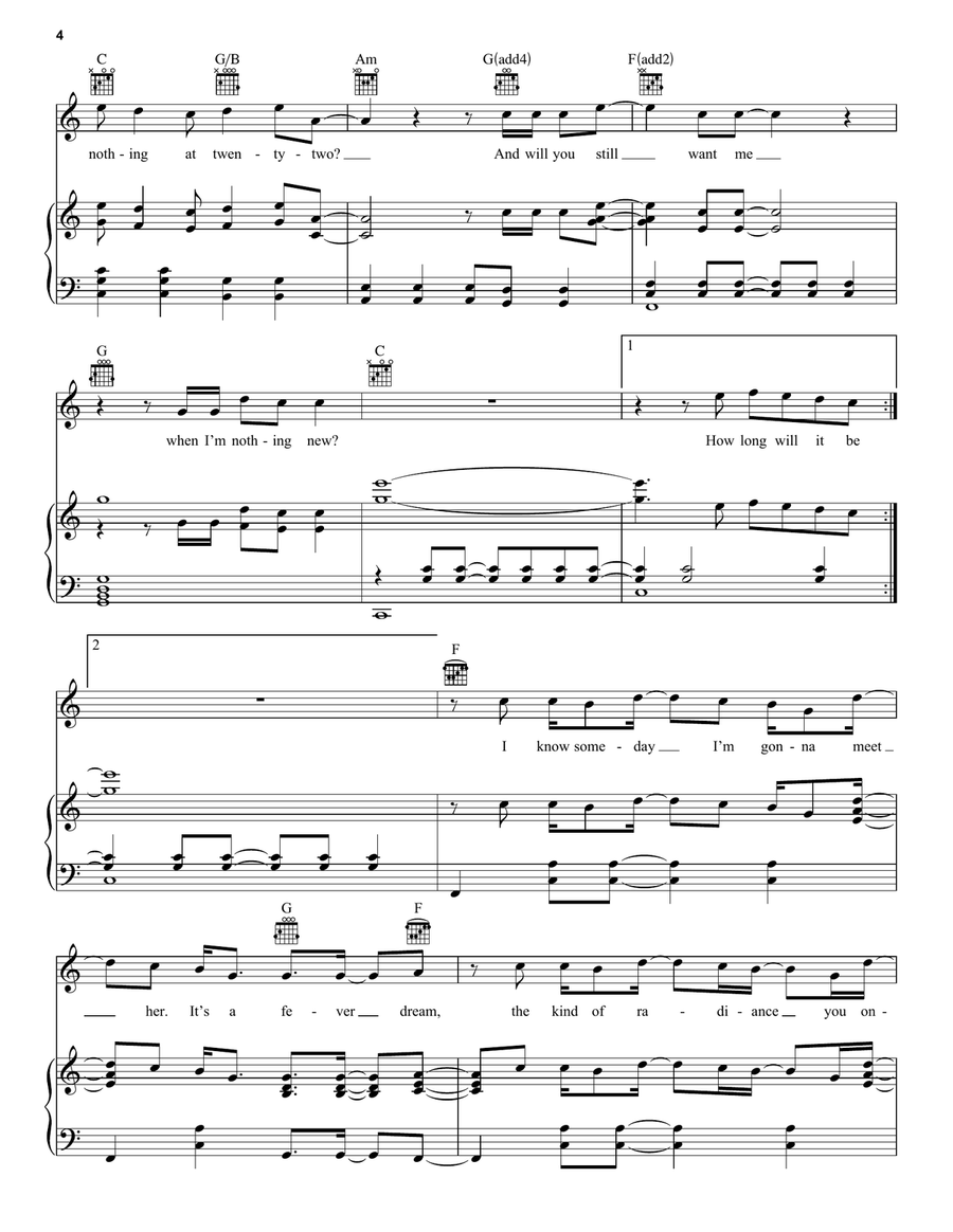 Nothing New (feat. Phoebe Bridgers) (Taylor's Version) (From The Vault) Piano, Vocal, Guitar scores gallery preview page 4