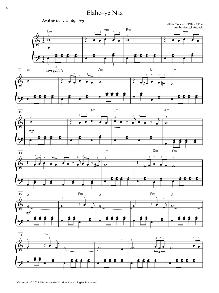 Persian Tunes For Piano Piano Method scores gallery preview page 6