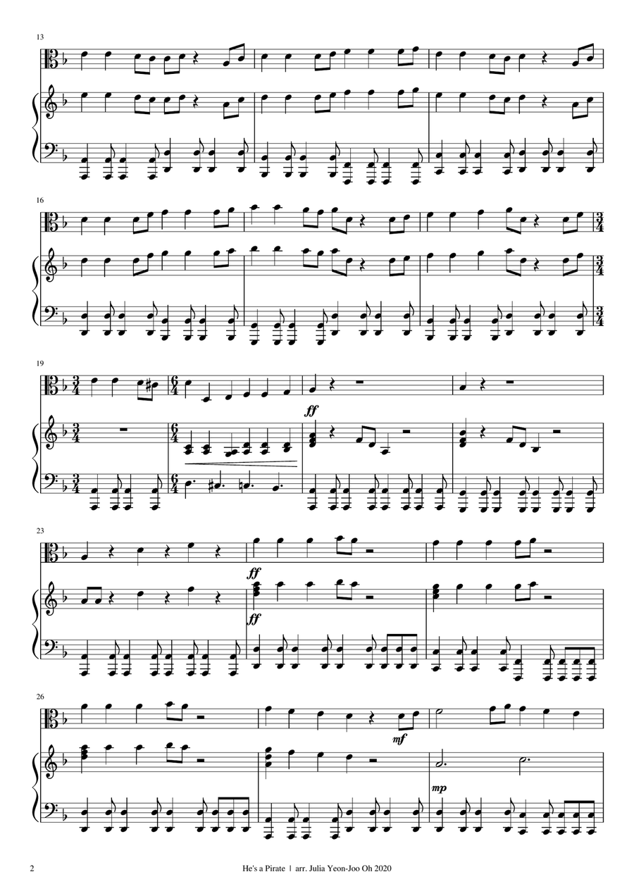He's A Pirate Viola scores gallery preview page 2