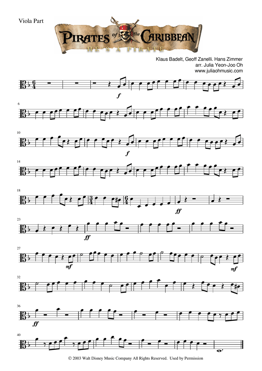 He's A Pirate Viola scores gallery preview page 4