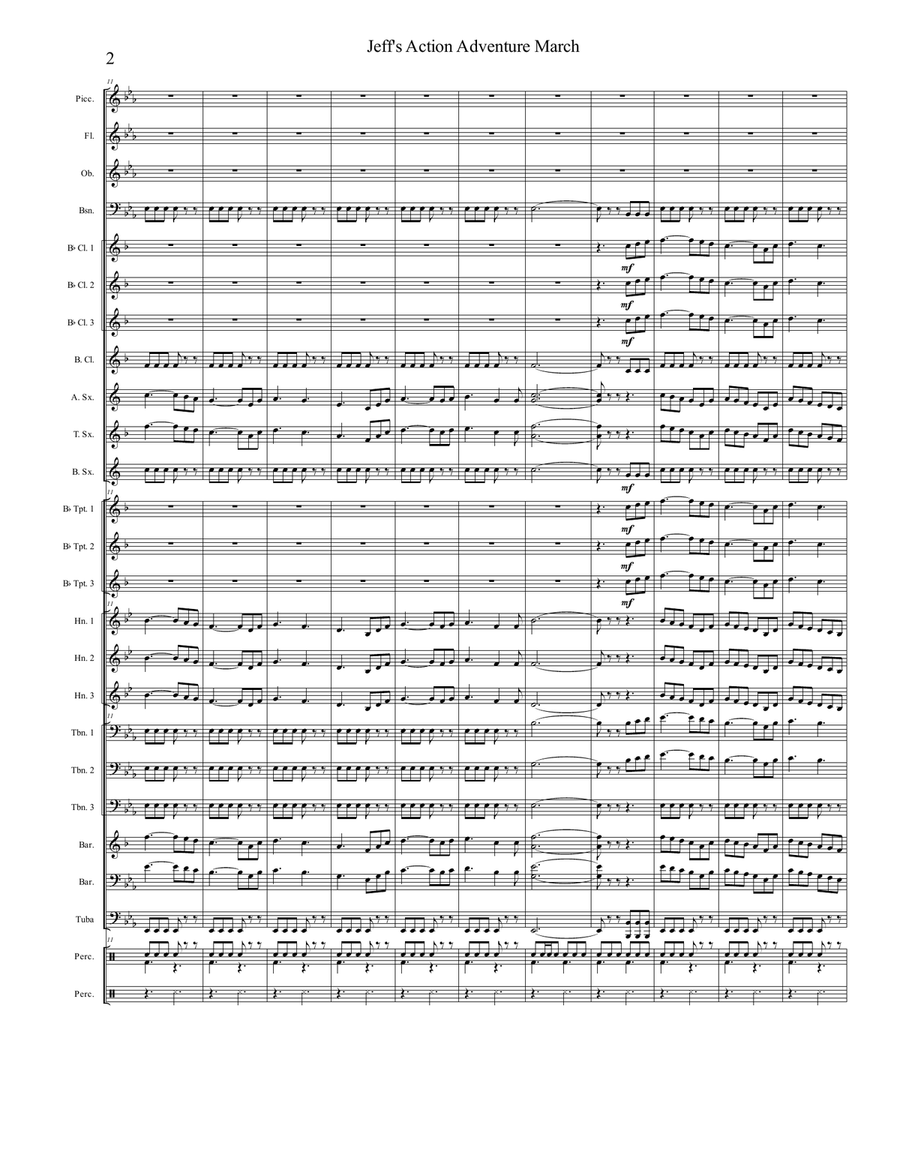 Jeff's Action Adventure March Concert Band scores gallery preview page 2