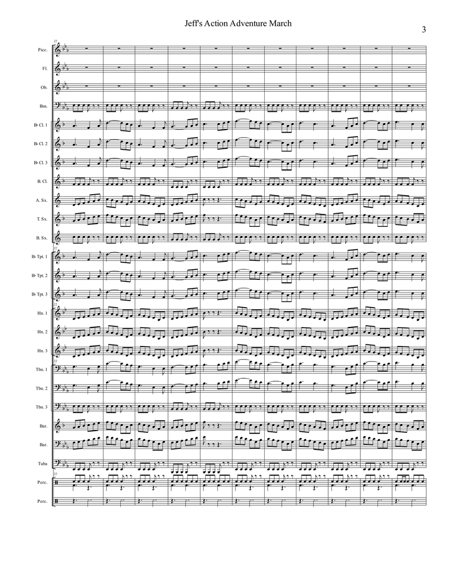 Jeff's Action Adventure March Concert Band scores gallery preview page 3