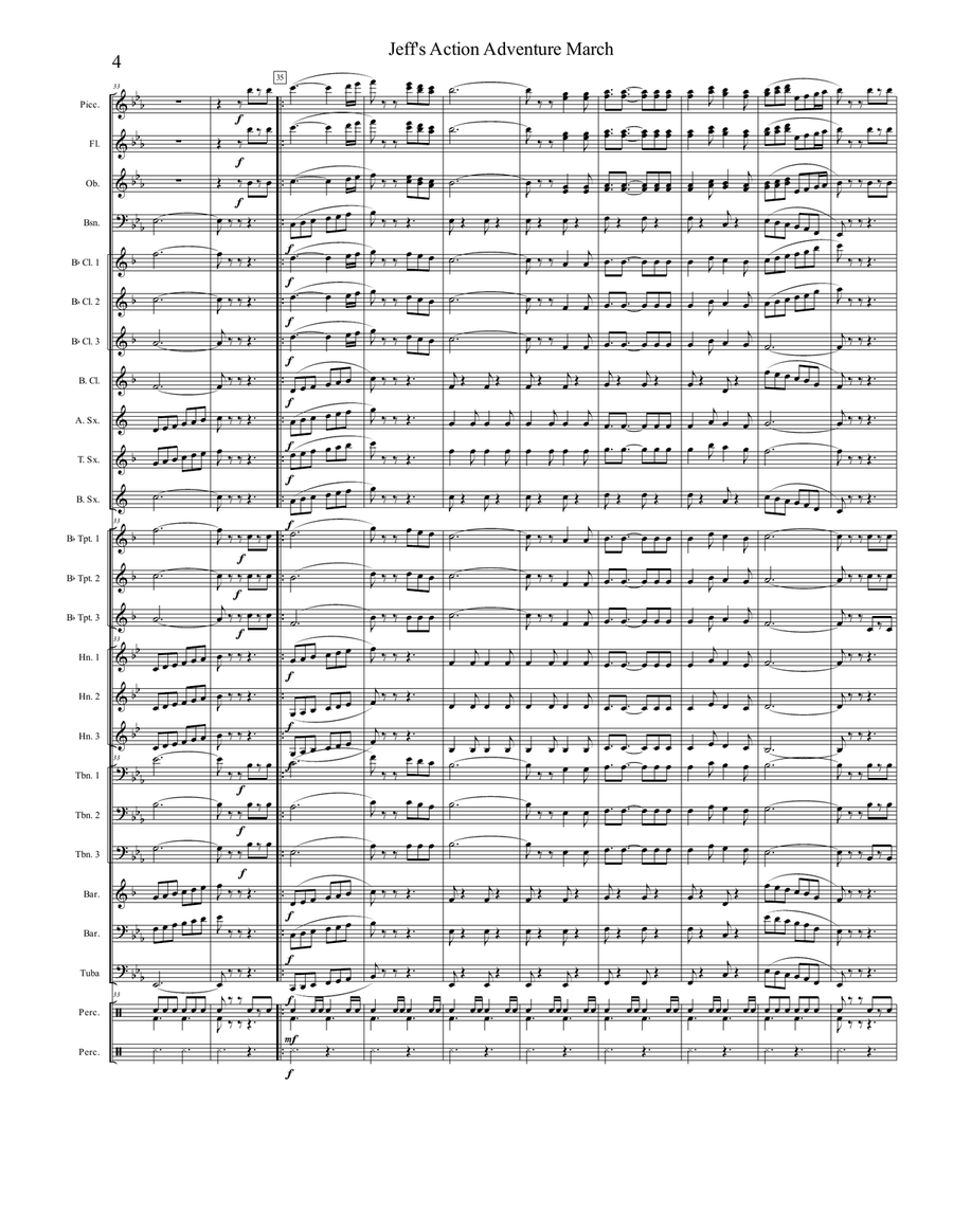 Jeff's Action Adventure March Concert Band scores gallery preview page 4