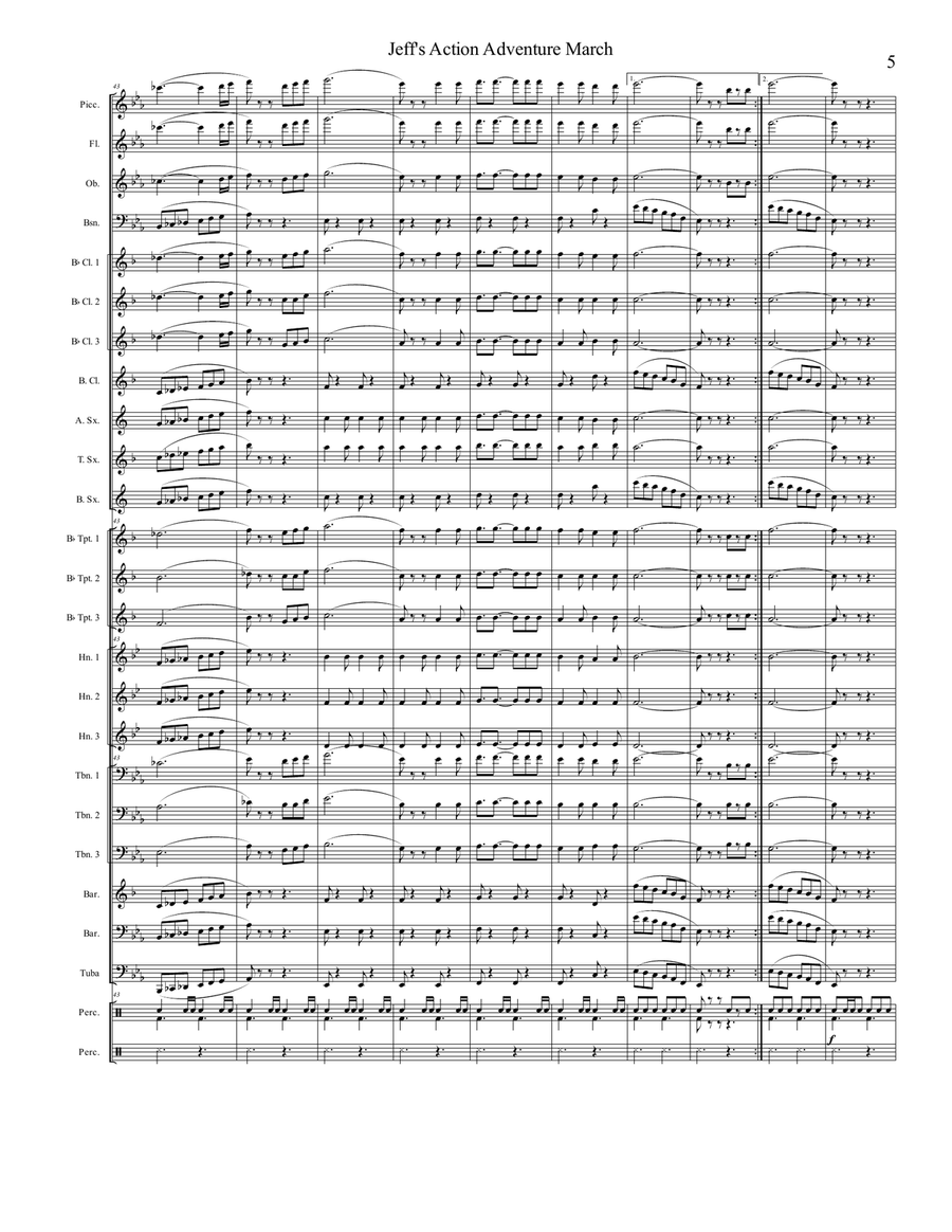 Jeff's Action Adventure March Concert Band scores gallery preview page 5