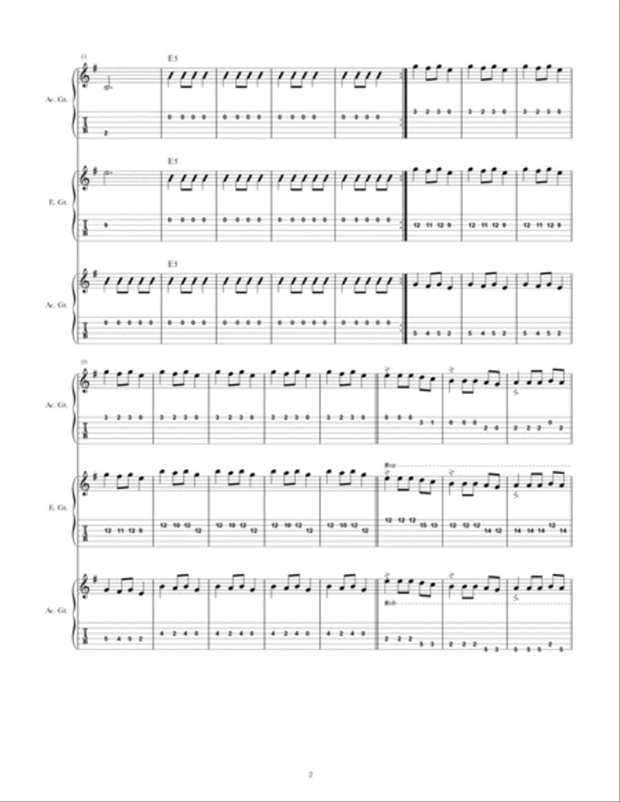 Carol Of The Bells Guitar Tablature scores gallery preview page 2