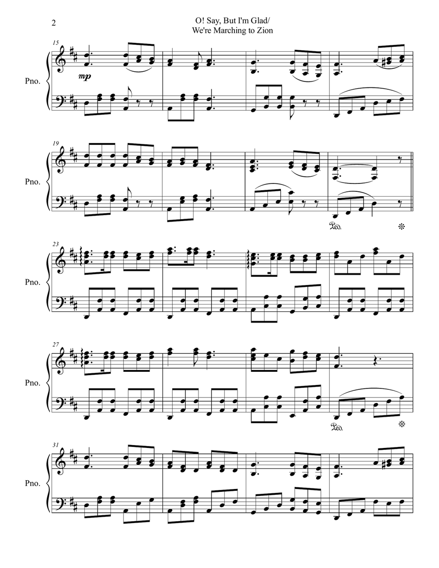 O! Say But I'm Glad/We're Marching to Zion Piano Solo scores gallery preview page 2