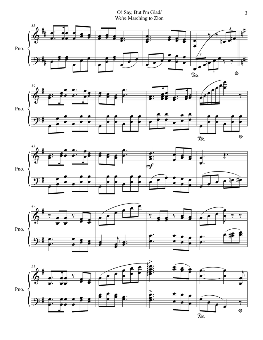 O! Say But I'm Glad/We're Marching to Zion Piano Solo scores gallery preview page 3