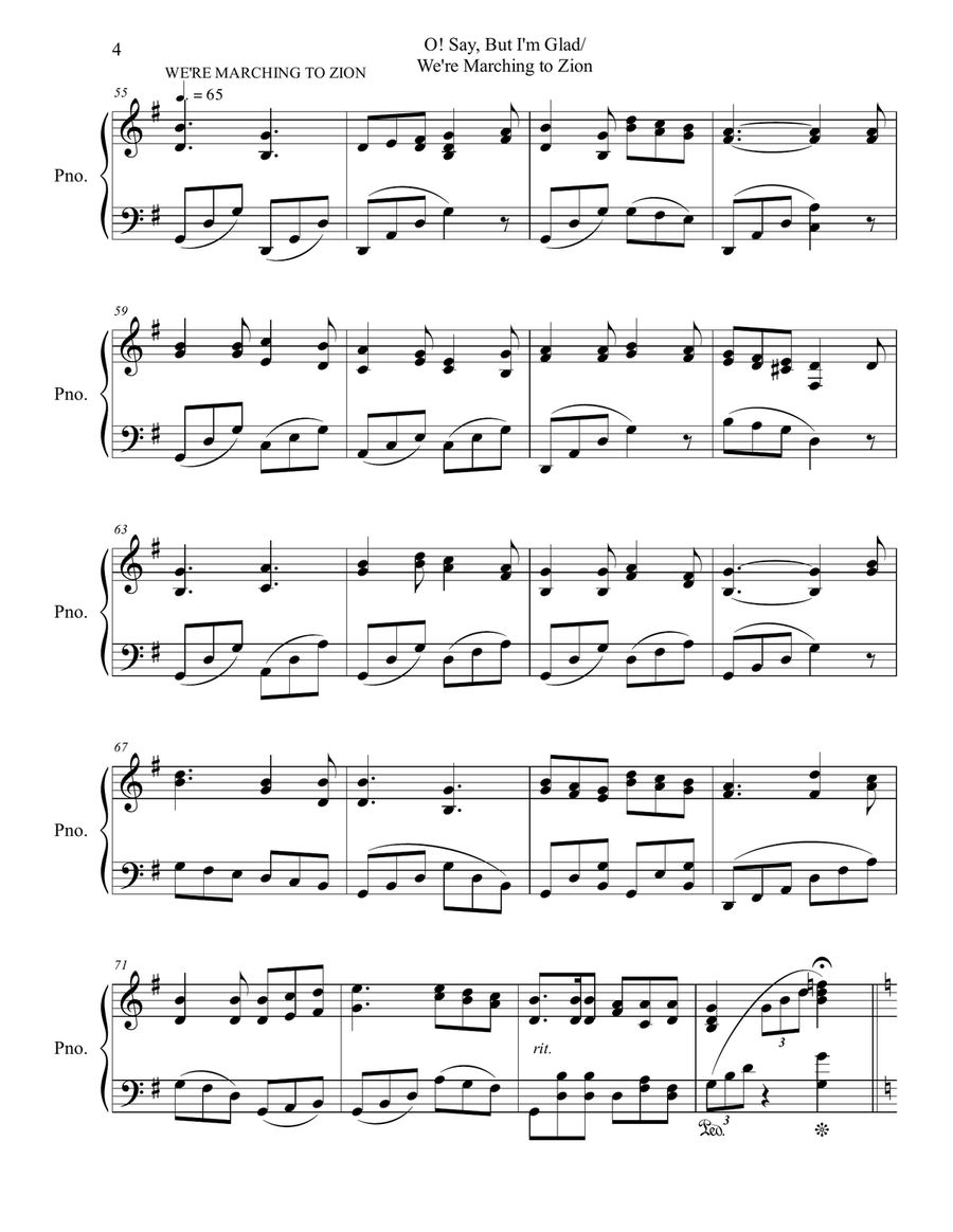 O! Say But I'm Glad/We're Marching to Zion Piano Solo scores gallery preview page 4