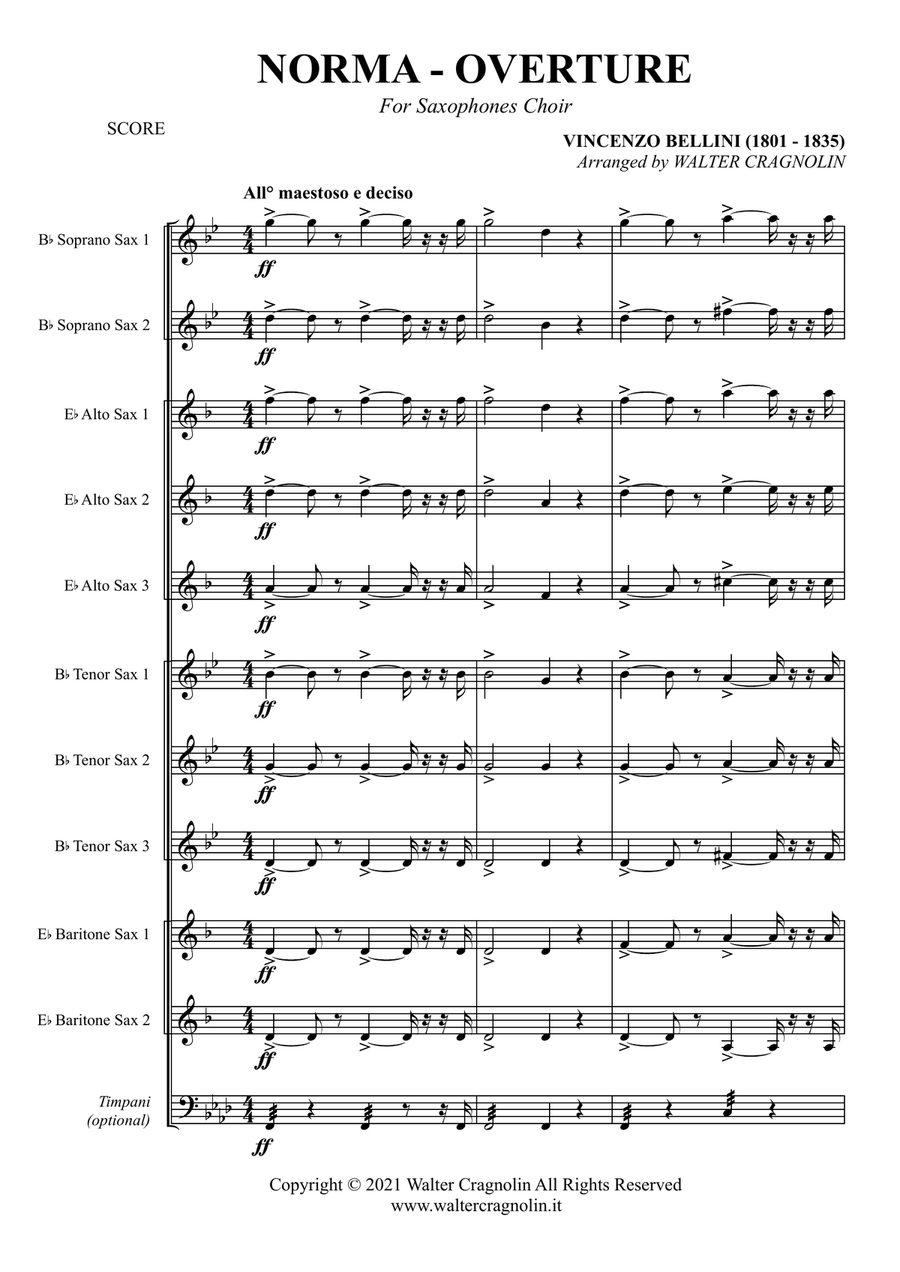 NORMA - OVERTURE for Saxophones Choir Woodwind Ensemble scores gallery preview page 3