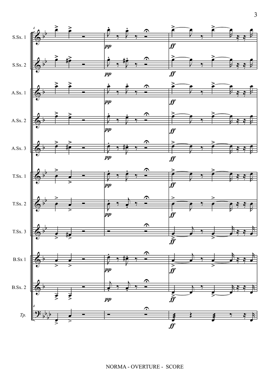 NORMA - OVERTURE for Saxophones Choir Woodwind Ensemble scores gallery preview page 4