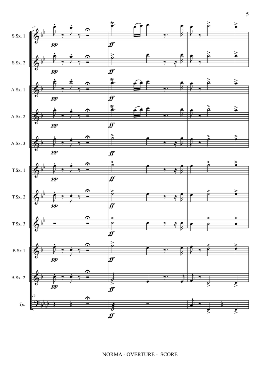 NORMA - OVERTURE for Saxophones Choir Woodwind Ensemble scores gallery preview page 6