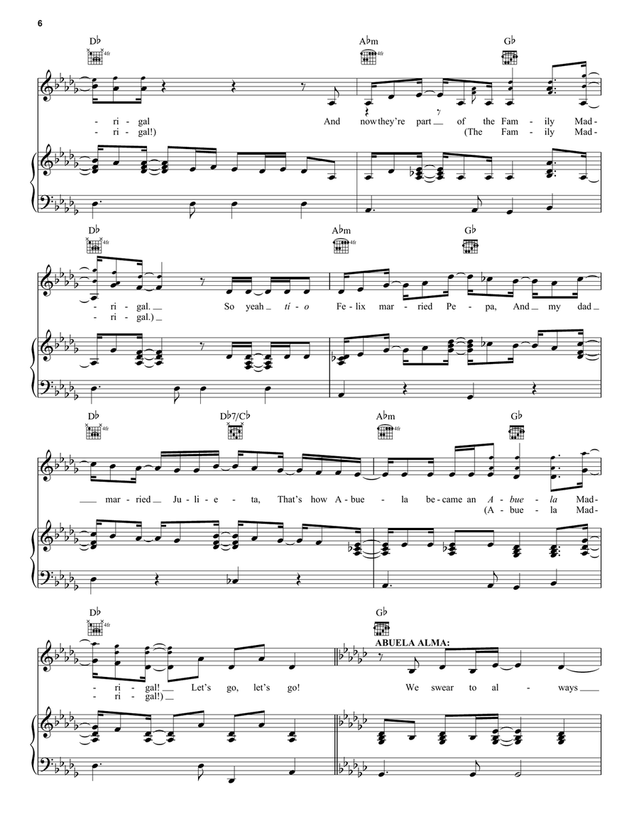 The Family Madrigal (from Encanto) Piano, Vocal, Guitar scores gallery preview page 6