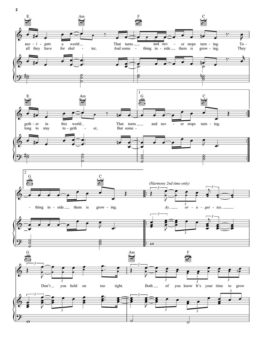 Two Oruguitas (from Encanto) Piano, Vocal, Guitar scores gallery preview page 2