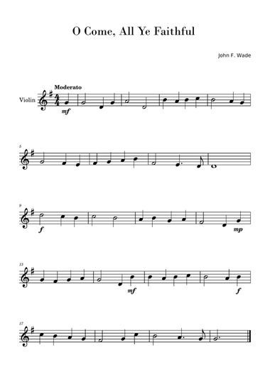O Come, All Ye Faithful (Easy Violin Solo)