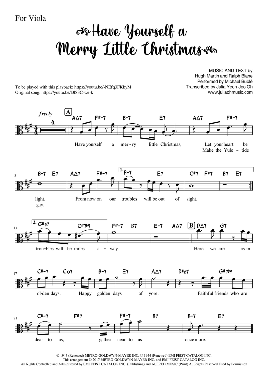 Have Yourself A Merry Little Christmas Viola Solo scores gallery preview page 2