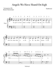 Angels We Have Heard On High (BIG NOTE Version With Fingering)