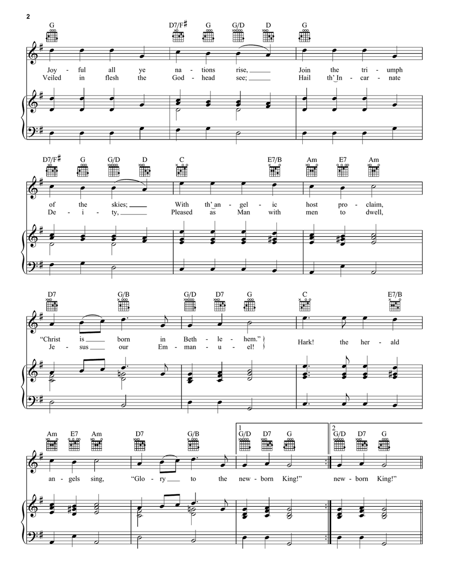 Hark! The Herald Angels Sing / Go, Tell It On The Mountain Piano, Vocal, Guitar scores gallery preview page 2