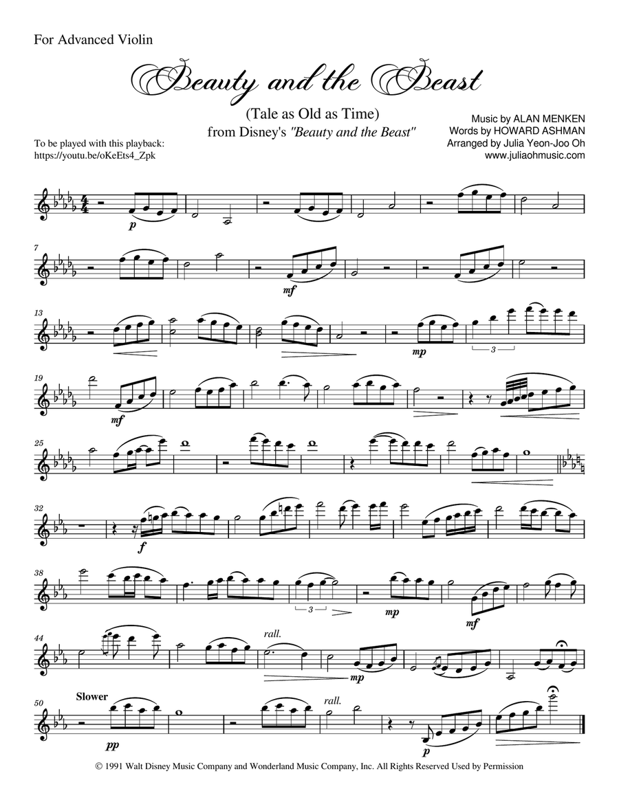 Beauty And The Beast Beauty And The Beast Violin Solo scores gallery preview page 2
