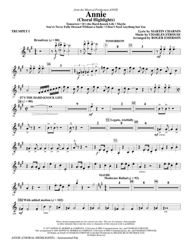 Annie (Choral Highlights) (arr. Roger Emerson) - Bb Trumpet 1