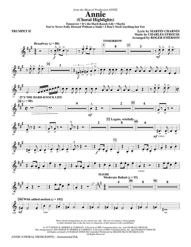 Annie (Choral Highlights) (arr. Roger Emerson) - Bb Trumpet 2