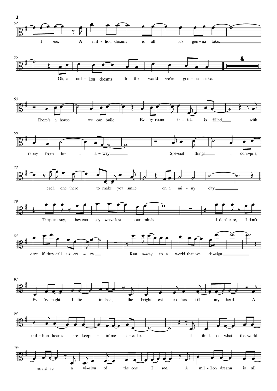 A Million Dreams A Million Dreams Viola scores gallery preview page 2