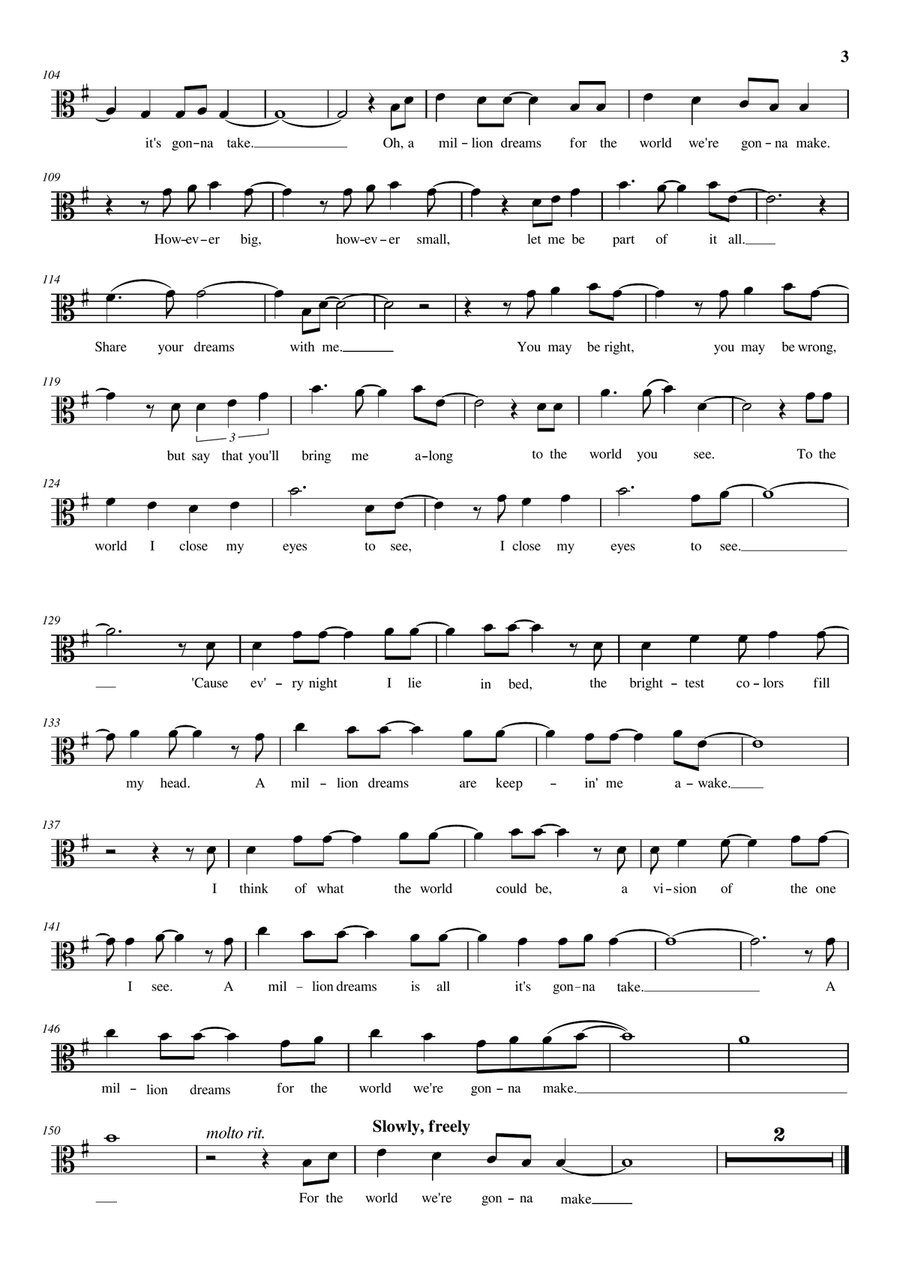 A Million Dreams A Million Dreams Viola scores gallery preview page 3