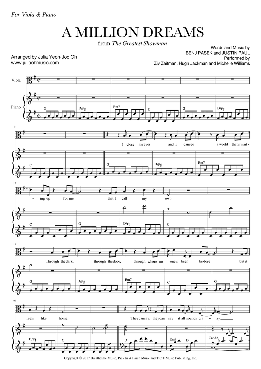 A Million Dreams A Million Dreams Viola scores gallery preview page 4